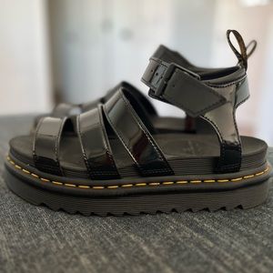 Dr. Doc Martens Patent Leather Black strap sandals size 9